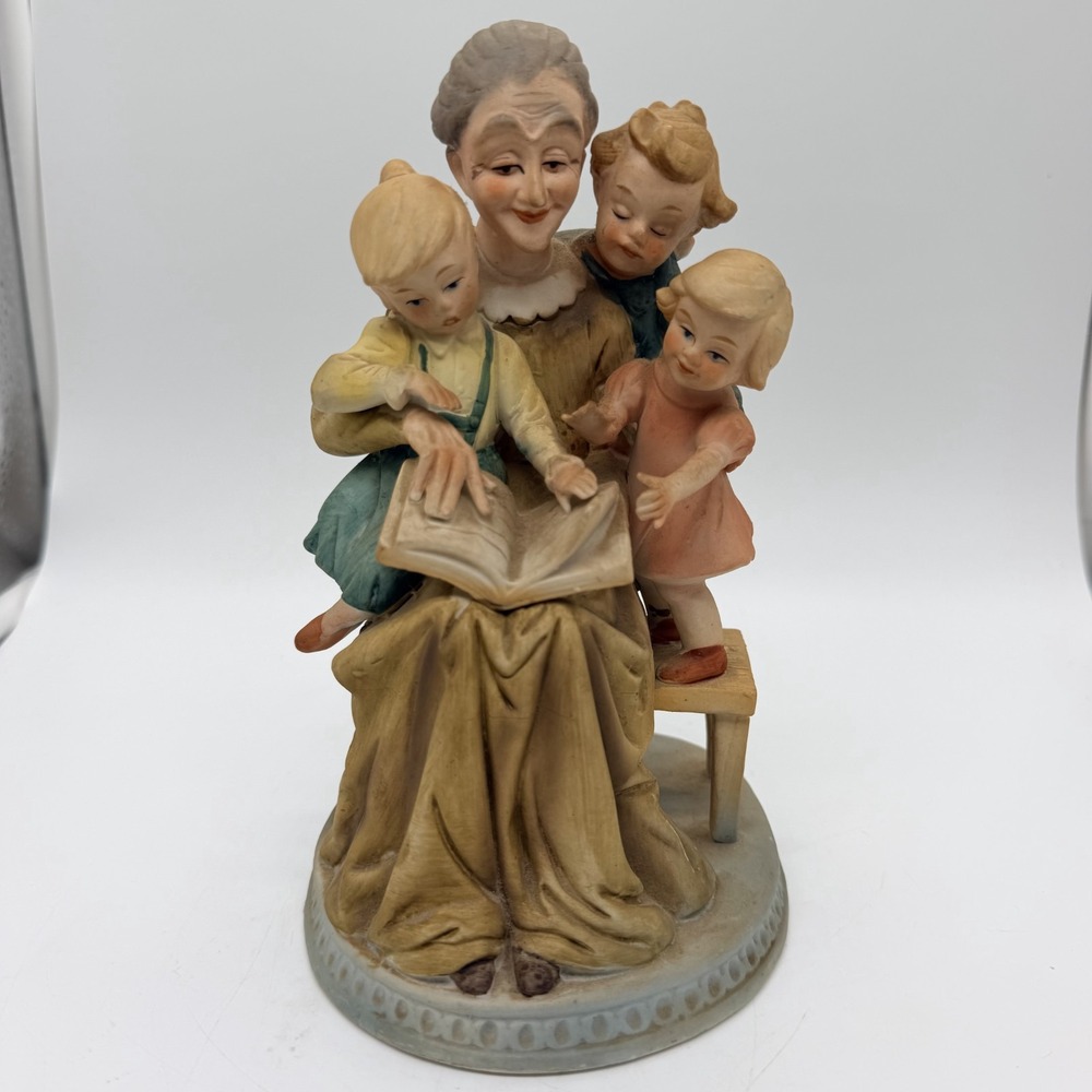 Vintage Lefton #4723 Storytime With Grandma #4721 Figurine 7" Hand Painted